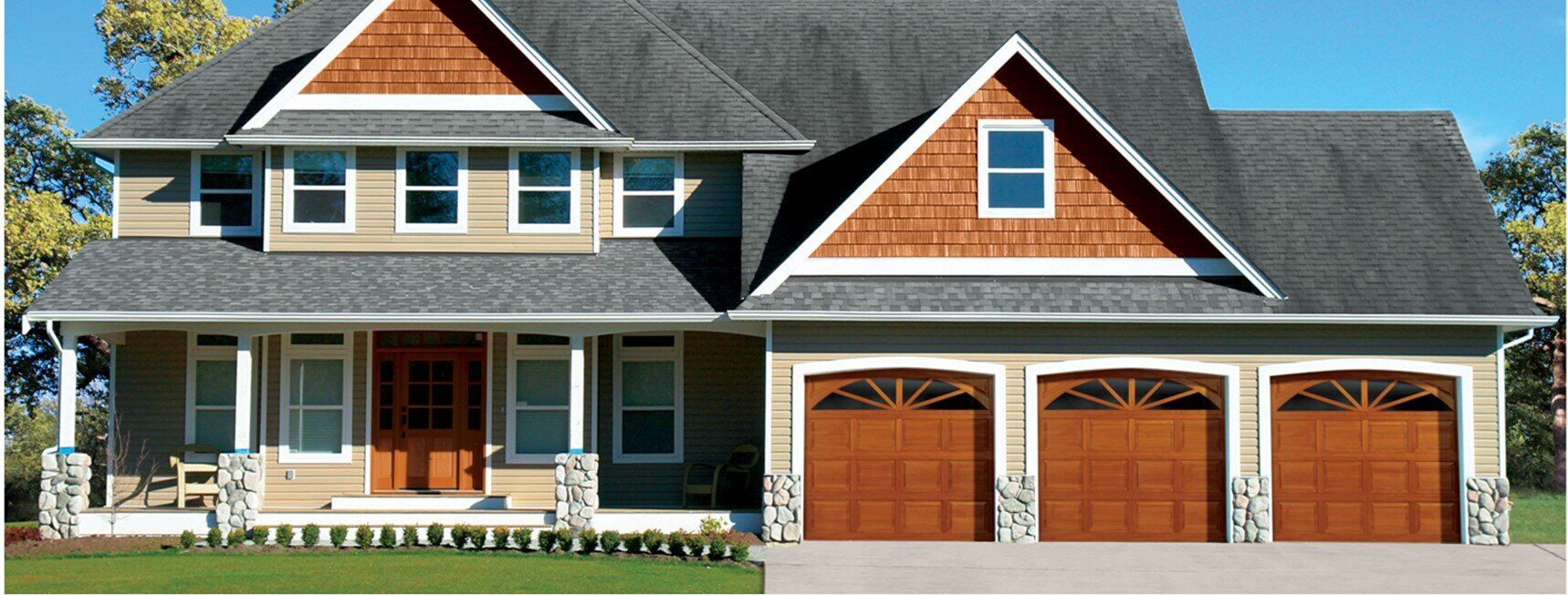 Traditional Wood Doors Model 3260 (454),Raised Panel, Custom Painted Finish Finish, Sunray Window Traditional Wood Garage Doors - Overhead Door of So Ca, San Diego