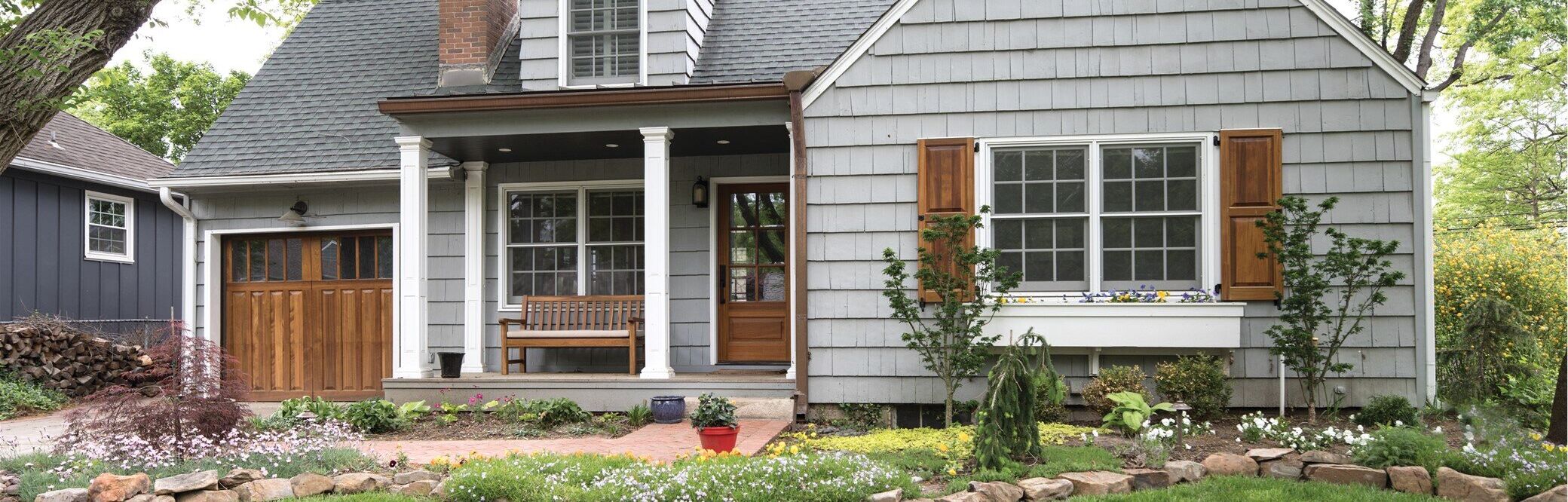 Signature Carriage, Parson Series, Model 580 Bristol Narrow Design, Custom Stain Finish, – 4 Pane Square Windows Parson Carriage Wood Garage Doors, Overhead Door, San Diego